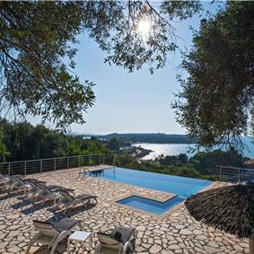 7 bedroom seafront luxury villa with pool & jacuzzi, near Acharavi, sleeps 14-15